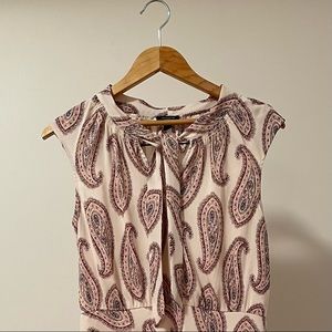 Ann Taylor Paisley Sleeveless Tie Neck Flowy Sheath Midi Dress